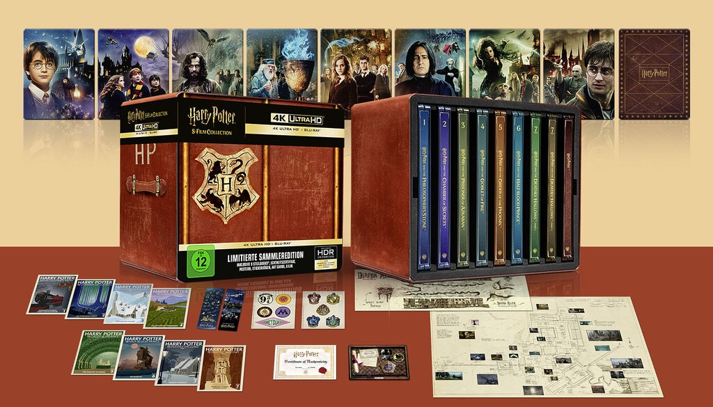 Für Filmsammler und Fans: Die neue Harry Potter 8-Film-Ultimate-Collection im Libraty Case mit schicken 4K Blu-ray Steelbook. Exklusiv und limitiert!