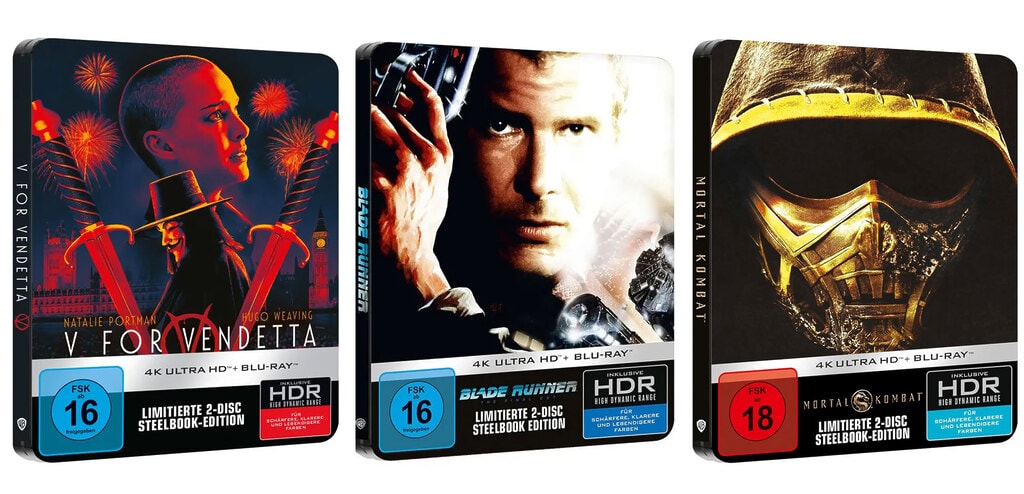 Neuauflage für "V wie Vendetta", "Blade Runner - Final Cut" und "Mortal Kombat 1" in den "limitierten" 4K Blu-ray Steelbook-Varianten!