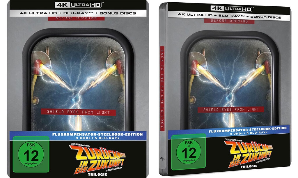 So sieht das Fluxkompensator-Steelbook der "Zurück in die Zukunft"-Trilogie aus. 